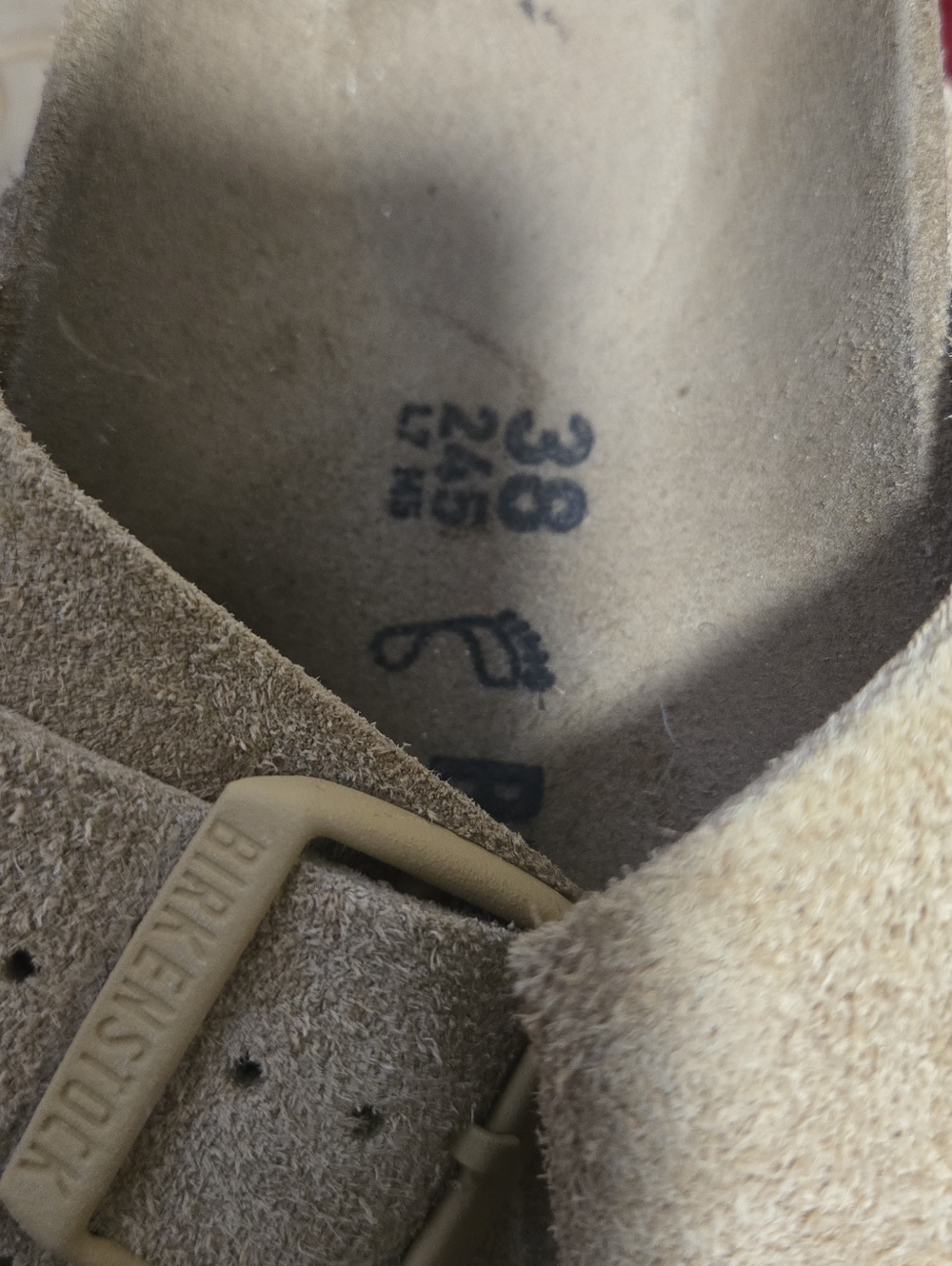 Birkenstock Suede Clog in Beige Tan